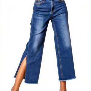 Jeans Nina Carter Donna Flared Cropped 7/8 Azzurro e Blu Scuro-0