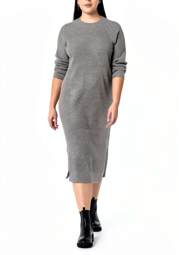 Vestito da Donna The Drop Midi a Costine in Moka e Taglie S XXL Plus-6