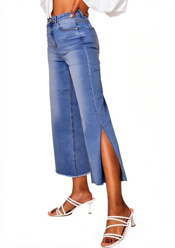 Jeans Nina Carter Donna Flared Cropped 7/8 Azzurro Modello-1