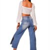 Jeans Nina Carter Donna Flared Cropped 7/8 Azzurro Modello-6