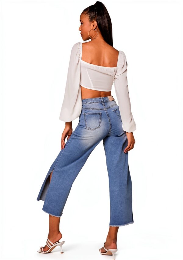 Jeans Nina Carter Donna Flared Cropped 7/8 Azzurro Modello-6