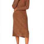 Vestito da Donna The Drop Midi a Costine Nero Elegante e Confortevole-0