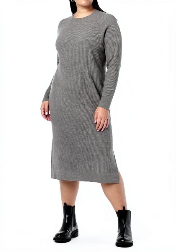 Vestito da Donna The Drop Midi a Costine in Moka e Taglie S XXL Plus-4