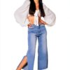 Jeans Nina Carter Donna Flared Cropped 7/8 Azzurro Modello-7