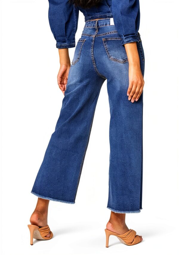 Jeans Nina Carter Donna Flared Cropped 7/8 Azzurro e Blu Scuro-2