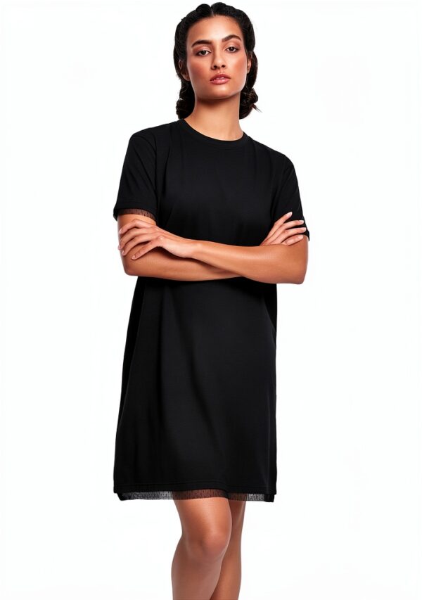 Urban Classics Vestito Boxy Lace Hem per Donna, Nero, Taglie XS‑5XL-0