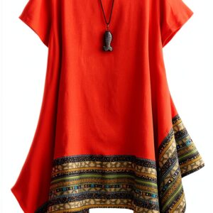 Donna Estate Lino Cotone Manica Corta Maglietta Tops Shirt Vestito-0