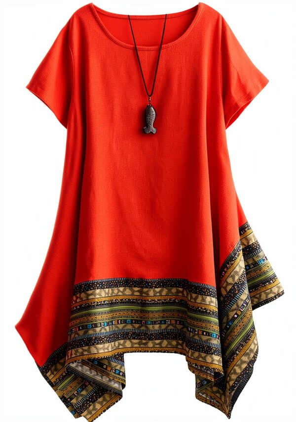Donna Estate Lino Cotone Manica Corta Maglietta Tops Shirt Vestito-0