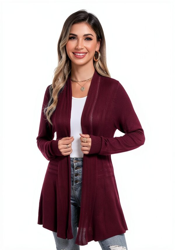 iClosam Cardigan Donna Lungo a Maniche Lunghe Leggero Aperto Elegante Casual-3