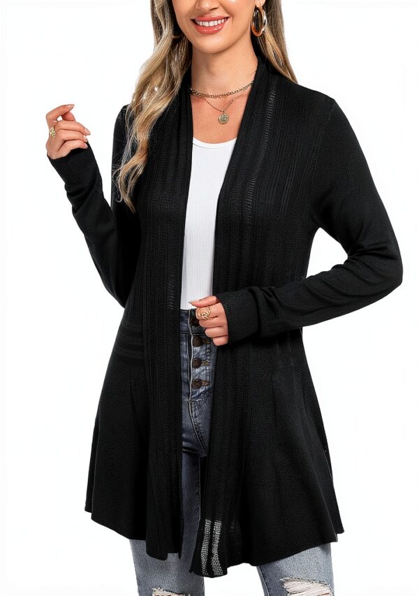 iClosam Cardigan Donna Lungo a Maniche Lunghe Leggero Aperto Elegante Casual-2