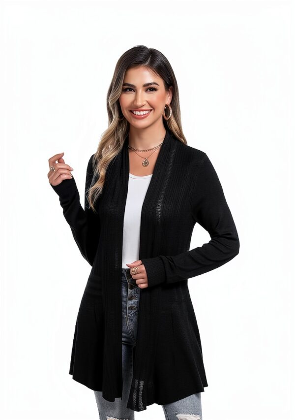 iClosam Cardigan Donna Lungo a Maniche Lunghe Leggero Aperto Elegante Casual-4