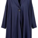 TADASHI spolverino donna felpa garzata blu over TPE236010 S Plus-0