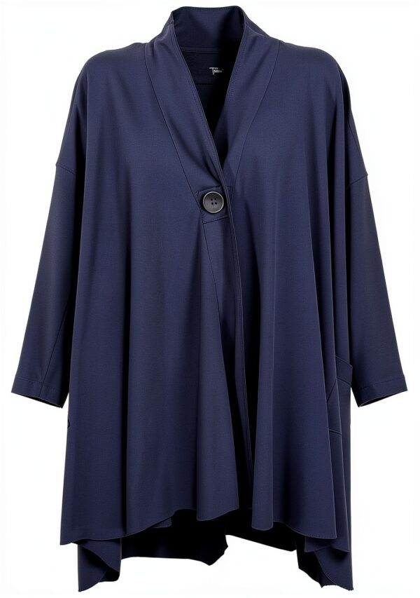TADASHI spolverino donna felpa garzata blu over TPE236010 S Plus-0
