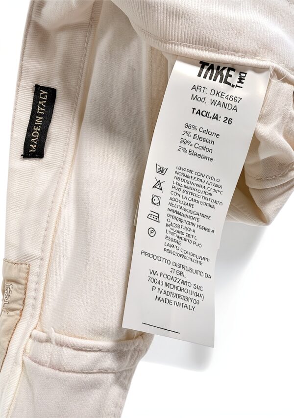 Generico Take Two Jeans Donna Cotone Bull Color con scoloriture DKE4567 Wanda Bianco Made in Italy-5