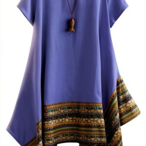 Donna Estate Lino Cotone Manica Corta Maglietta Tops Shirt Vestito-0