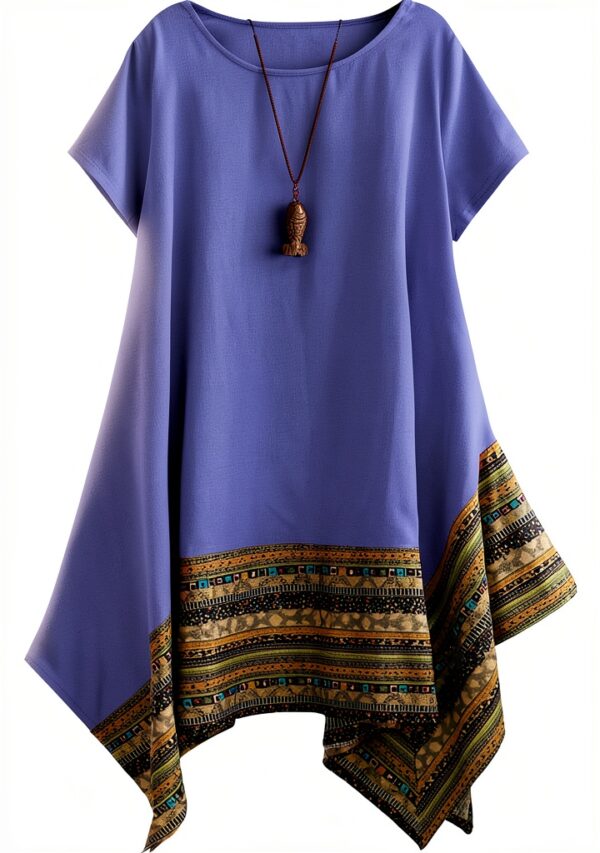 Donna Estate Lino Cotone Manica Corta Maglietta Tops Shirt Vestito-0