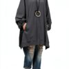 FTCayanz Felpa Donna Primavera Girocollo Oversize Grigio XL-1