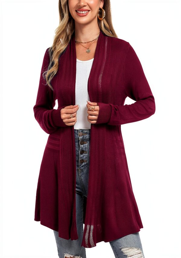 iClosam Cardigan Donna Lungo a Maniche Lunghe Leggero Aperto Elegante Casual-1