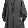 FTCayanz Felpa Donna Primavera Girocollo Oversize Grigio XL-0