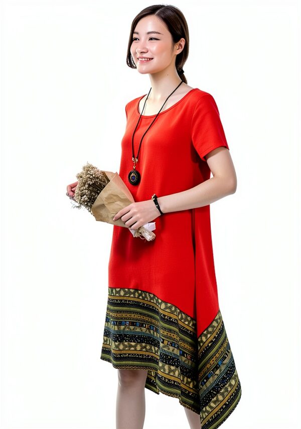 Donna Estate Lino Cotone Manica Corta Maglietta Tops Shirt Vestito-1