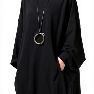 FTCayanz Felpa Donna Primavera Girocollo Oversize Grigio XL-0