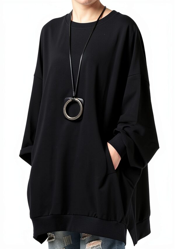 FTCayanz Felpa Donna Primavera Girocollo Oversize Grigio XL-0