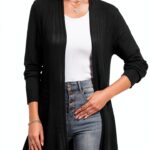 iClosam Cardigan Donna Lungo a Maniche Lunghe Leggero Aperto Elegante Casual-0