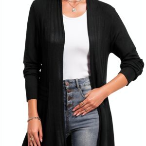 iClosam Cardigan Donna Lungo a Maniche Lunghe Leggero Aperto Elegante Casual-0