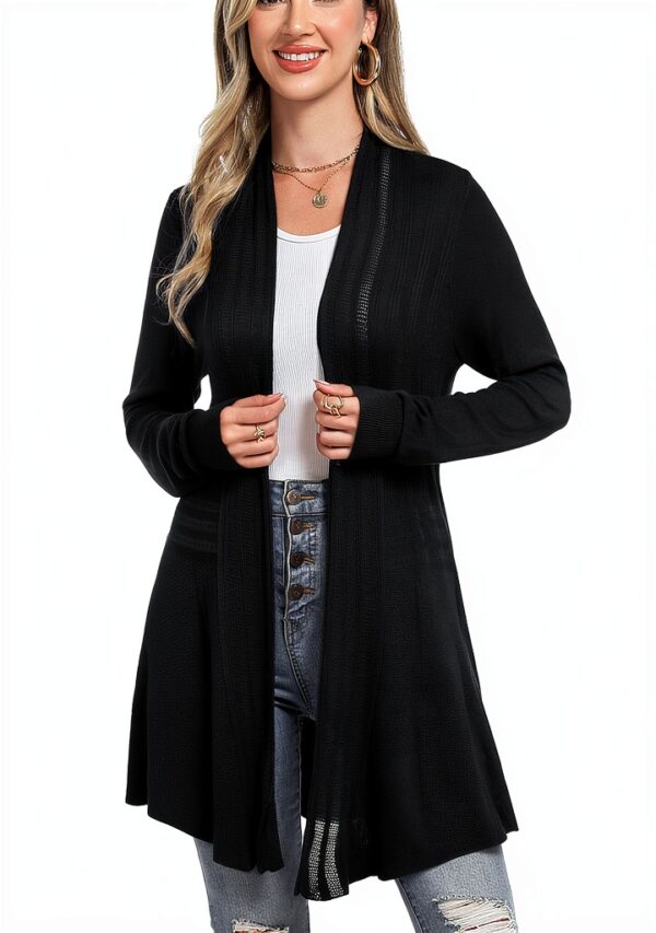iClosam Cardigan Donna Lungo a Maniche Lunghe Leggero Aperto Elegante Casual-1